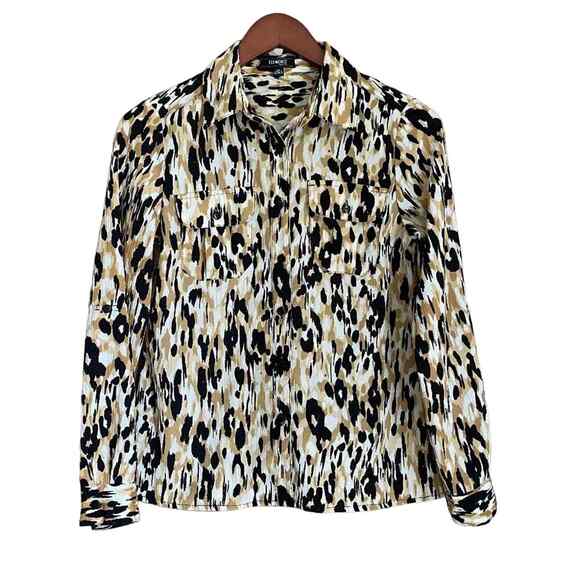Elementz Tops - Vintage 90s Elementz Animal Print Button Up Top Collared Long Sleeve Women's PS